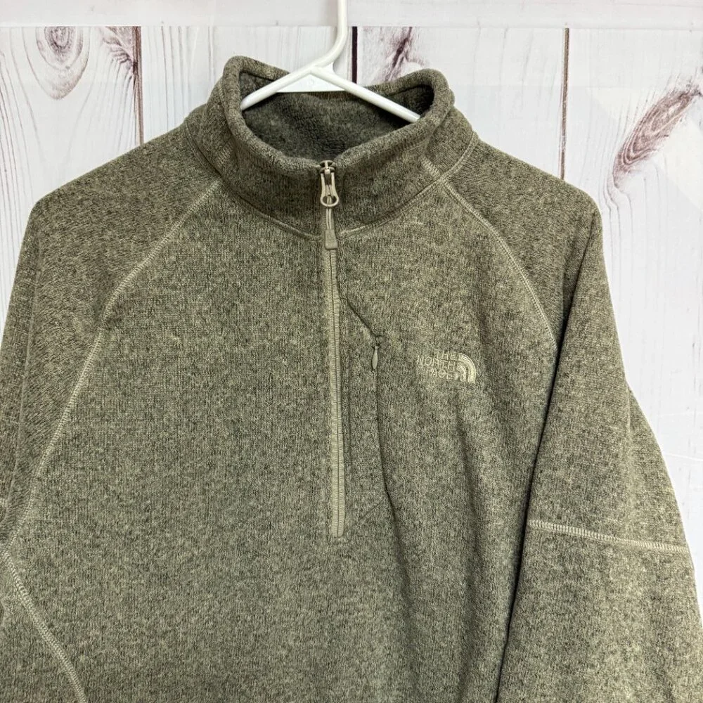 The‎ North Face Men’s Heathered 1/4-Zip Fleece Pullover L Olive EUC